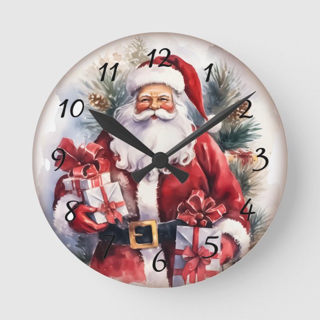 Reloj Redondo Mediano Festividades de Santa Navidad (Anverso)