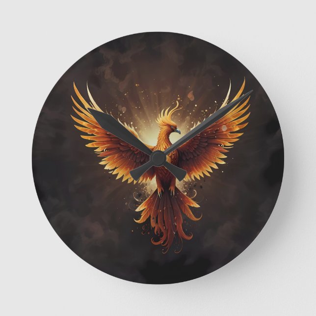 Reloj Redondo Mediano Fiery Phoenix Cushion (Anverso)