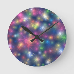 Reloj Redondo Mediano Fiesta de Año Nuevo Feliz Estrellas Brillantes