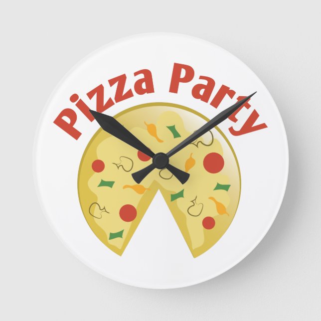 Reloj Redondo Mediano Fiesta de la pizza (Anverso)