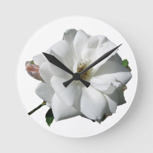 Reloj Redondo Mediano Fiesta de Rosas Blancas Bodas Flores Destino