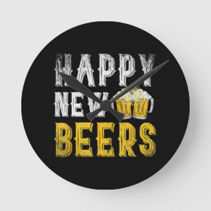 Reloj Redondo Mediano Fiesta Feliz de nuevas cervezas