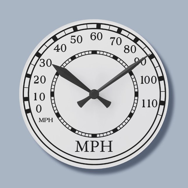 Reloj Redondo Mediano Figarro Velocímetro de coche MPH blanco (Add your initials)
