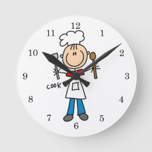 Reloj Redondo Mediano Figura de Palito Cocinero