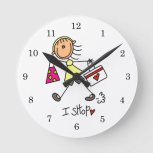 Reloj Redondo Mediano Figura de Palito de Compras