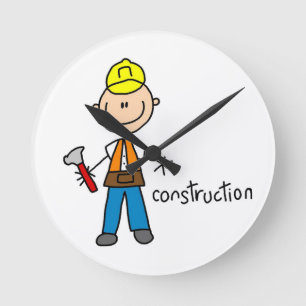 Reloj Redondo Mediano Figura de palito de construcción
