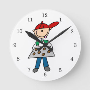 Reloj Redondo Mediano Figura de palitos horneando galletas