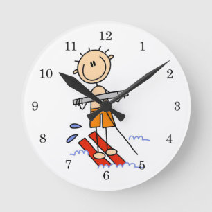 Reloj Redondo Mediano Figura de palo de esquí acuático