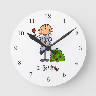 Reloj Redondo Mediano Figura de palo de jardinería