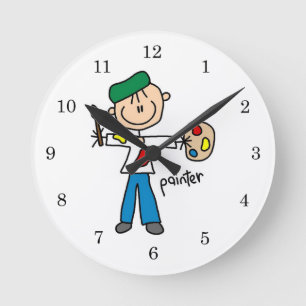 Reloj Redondo Mediano Figura de palo de pintor