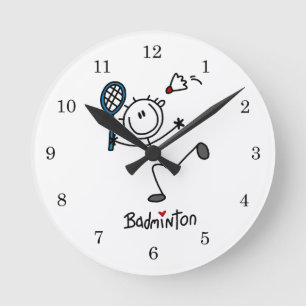 Reloj Redondo Mediano Figura masculina básica bádminton del palillo