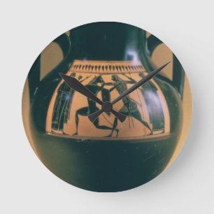 Reloj Redondo Mediano Figura negra amphora del ático que representa