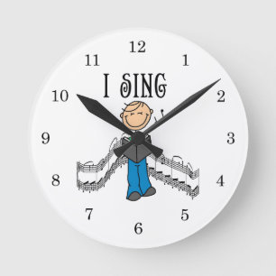 Reloj Redondo Mediano Figuras de Palitos Hombre Canto Camisetas y Regalo