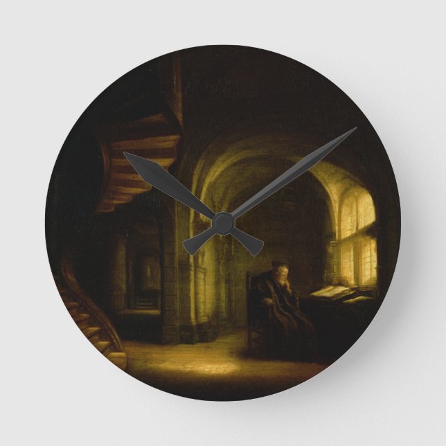 Reloj Redondo Mediano Filósofo con un libro abierto, 1625-7 (aceite en (Anverso)