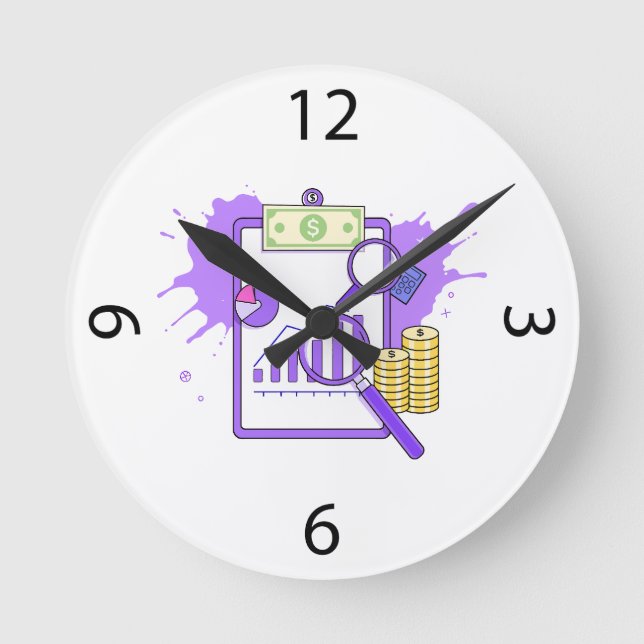Reloj Redondo Mediano Financial Analysis Report Money Magnifying Glass (Anverso)