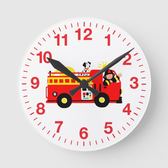 Reloj Redondo Mediano Fire Truck (Anverso)