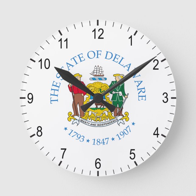 Reloj Redondo Mediano Firma de Delaware (Anverso)