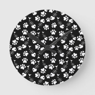 Reloj Redondo Mediano fish bone cat print pattern