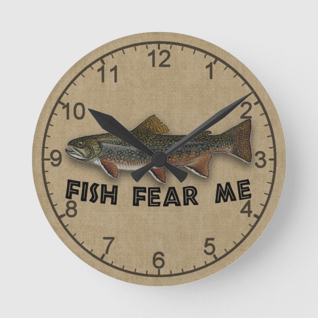 Reloj Redondo Mediano Fish Fish Fish Me Tiene Miedo (Anverso)