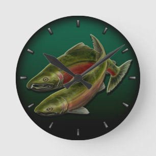 Reloj Redondo Mediano Fisherman Clock Coho Salmon Fish Wall Clocks Gifts