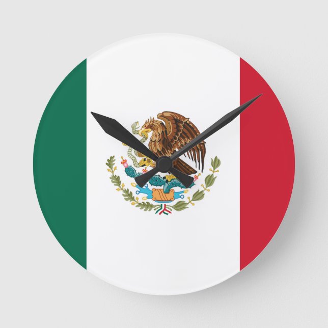 Reloj Redondo Mediano Flag of Mexico - Mexican Flag - Bandera de México (Anverso)