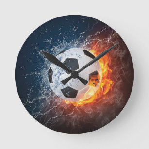 Reloj Redondo Mediano Flamante Cojín decorativo de fútbol/baloncesto de 