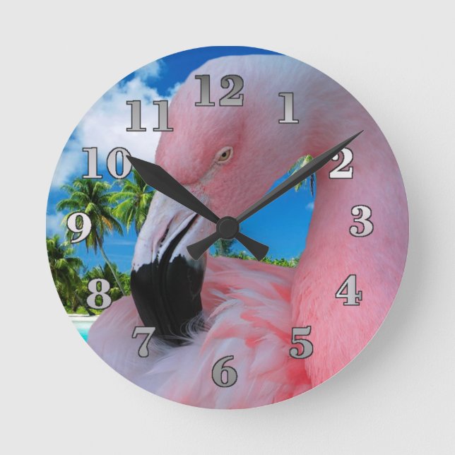 Reloj Redondo Mediano Flamenco y playa (Anverso)