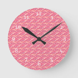 Reloj Redondo Mediano Flamencos rosados