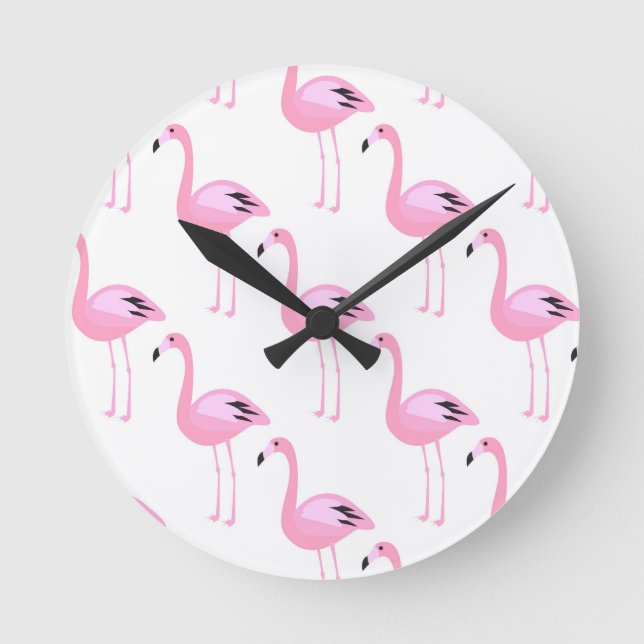 Reloj Redondo Mediano Flamencos rosados 2 (Anverso)
