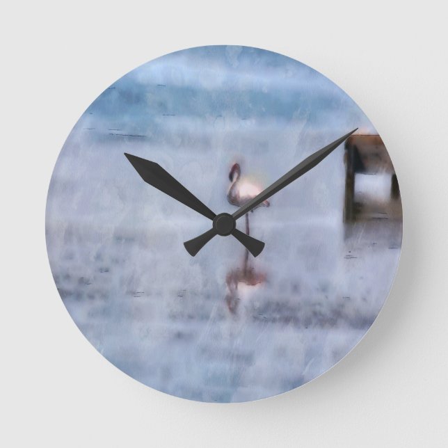 Reloj Redondo Mediano Flamingo acuarela (Anverso)