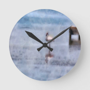 Reloj Redondo Mediano Flamingo acuarela
