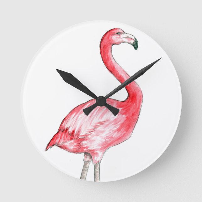 Reloj Redondo Mediano Flamingo Art (Anverso)