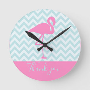 Reloj Redondo Mediano Flamingo Rosa Moderno, Gracias