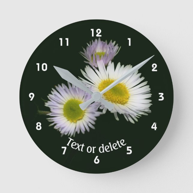 Reloj Redondo Mediano Fleabane Daisy Wildflowers Personalized   (Anverso)