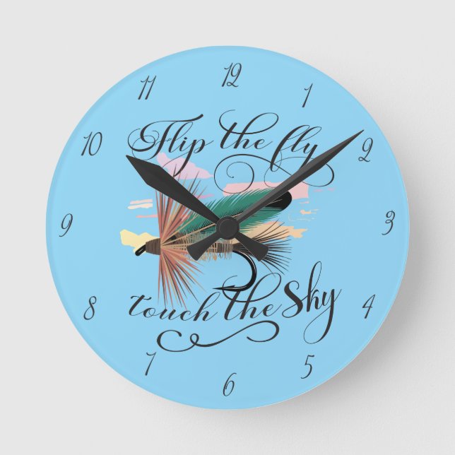 Reloj Redondo Mediano Flip The Fly, Touch The Sky Dry Fly (Anverso)