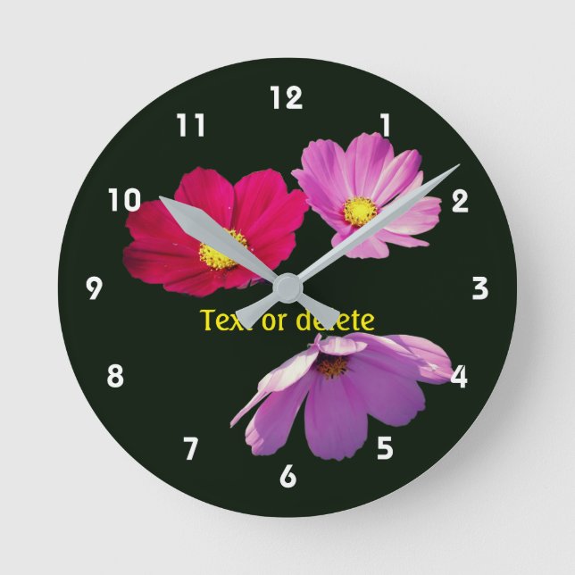 Reloj Redondo Mediano Floating Cosmos Daisy Flowers Personalized   (Anverso)
