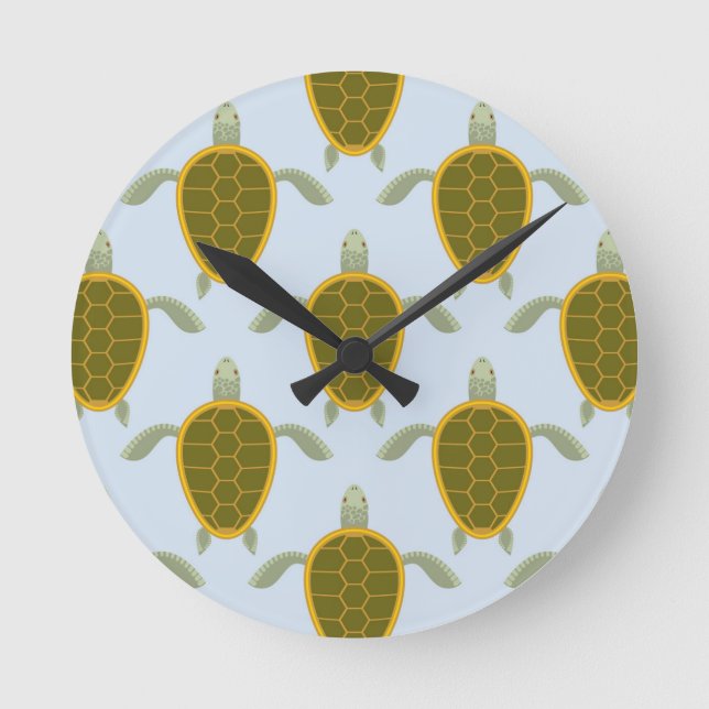 Reloj Redondo Mediano Flock Of Sea Turtles Pattern (Anverso)