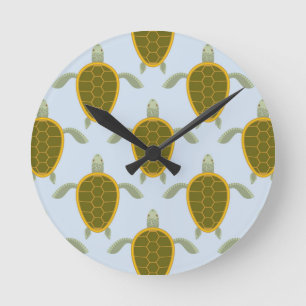 Reloj Redondo Mediano Flock Of Sea Turtles Pattern