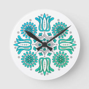 Reloj Redondo Mediano Flor abstracta Ombre