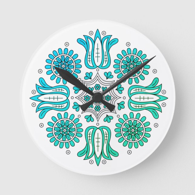 Reloj Redondo Mediano Flor abstracta Ombre (Anverso)