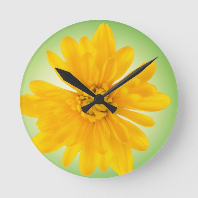 Reloj Redondo Mediano Flor amarilla (Anverso)