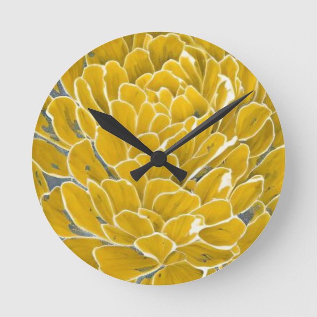 Reloj Redondo Mediano flor amarillo botánico (Anverso)