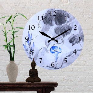 Reloj Redondo Mediano Flor azul