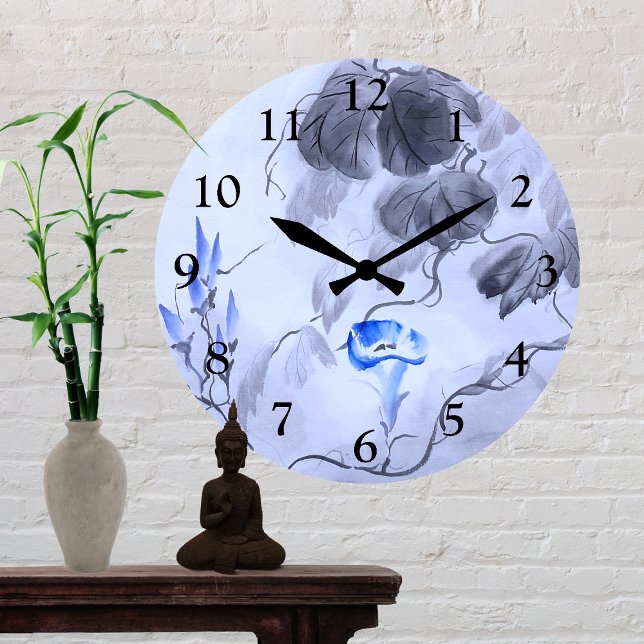 Reloj Redondo Mediano Flor azul (Subido por el creador)