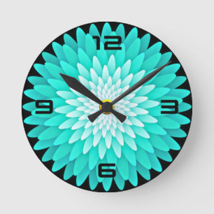 Reloj Redondo Mediano Flor azul Mandala-68566