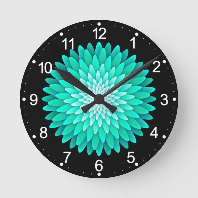 Reloj Redondo Mediano Flor azul Mandala-68566 (Anverso)