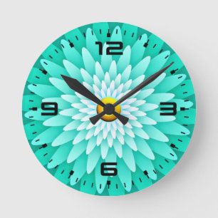 Reloj Redondo Mediano Flor azul Mandala-68566