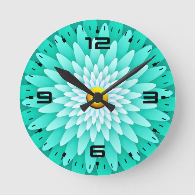 Reloj Redondo Mediano Flor azul Mandala-68566 (Anverso)