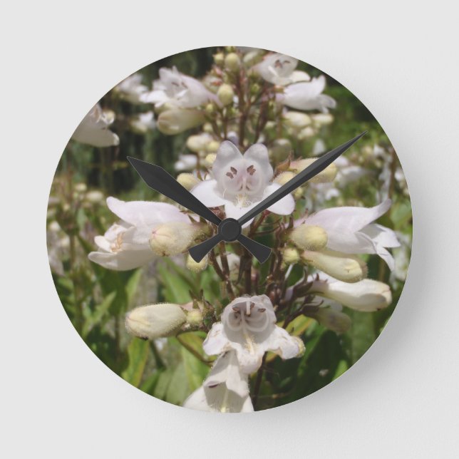 Reloj Redondo Mediano Flor Blanca (Anverso)