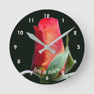 Reloj Redondo Mediano Flor de capullo de rosa personalizada